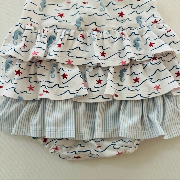 Janie and Jack 3-6 Months Baby Girl Seahorse Ruffle Romper Sunsuit Summer - Picture 6 of 7